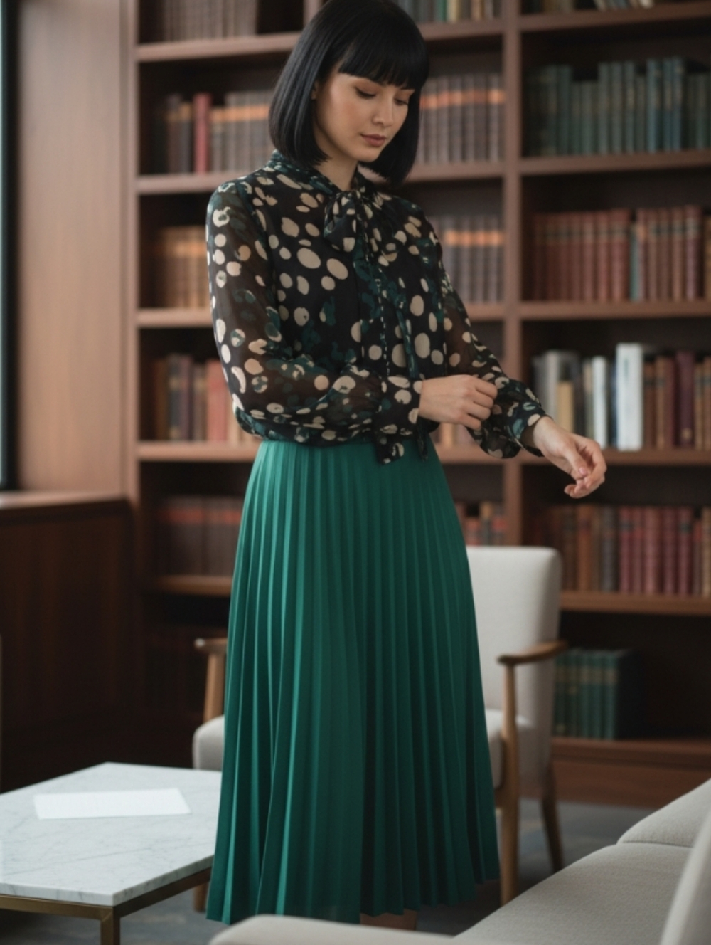 Secretary Dress with pleaded bottom